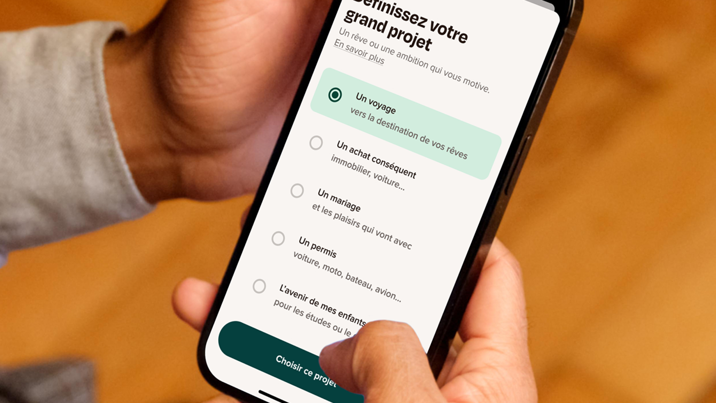 Mockup of a phone with the sumeria app opened.
